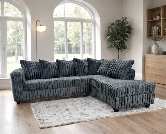 Hollywood Corduroy Sectional (Charcoal)