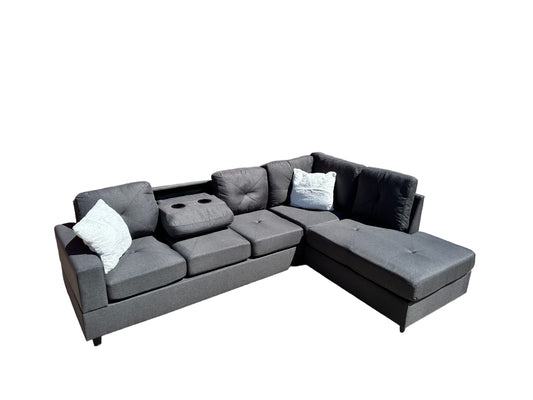 Rocket Reversible Sectional (Charcoal Linen)