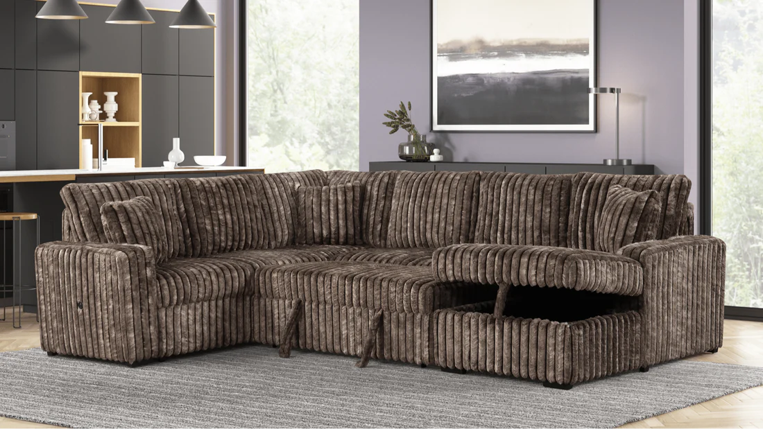 Forever Pull-Out Storage Sectional (Chocolate)