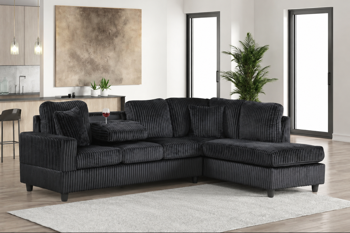Rocket Reversible Sectional (Onyx Corduroy)