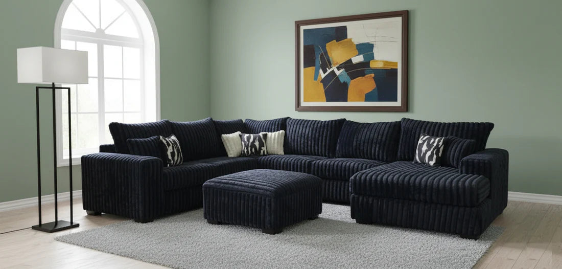 “The Texan” (Black) Ultra-Oversized Sectional + Ottoman