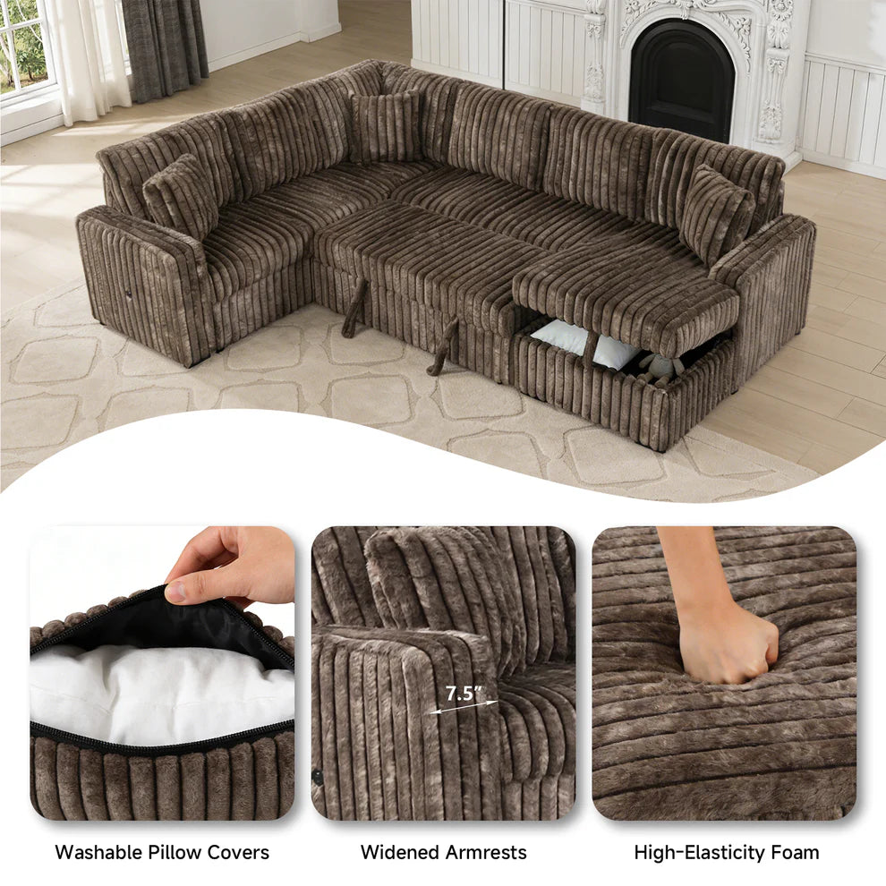 Forever Pull-Out Storage Sectional (Chocolate)