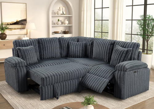 Amiri Recliner Sleeper Sectional (Charcoal)