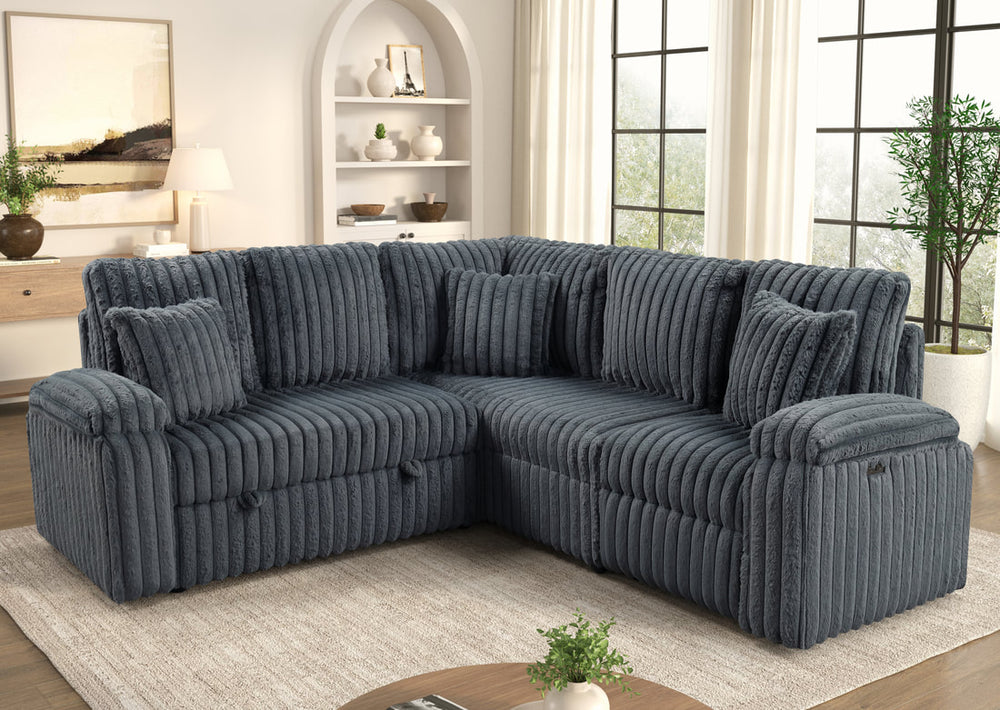 Amiri Recliner Sleeper Sectional (Charcoal)