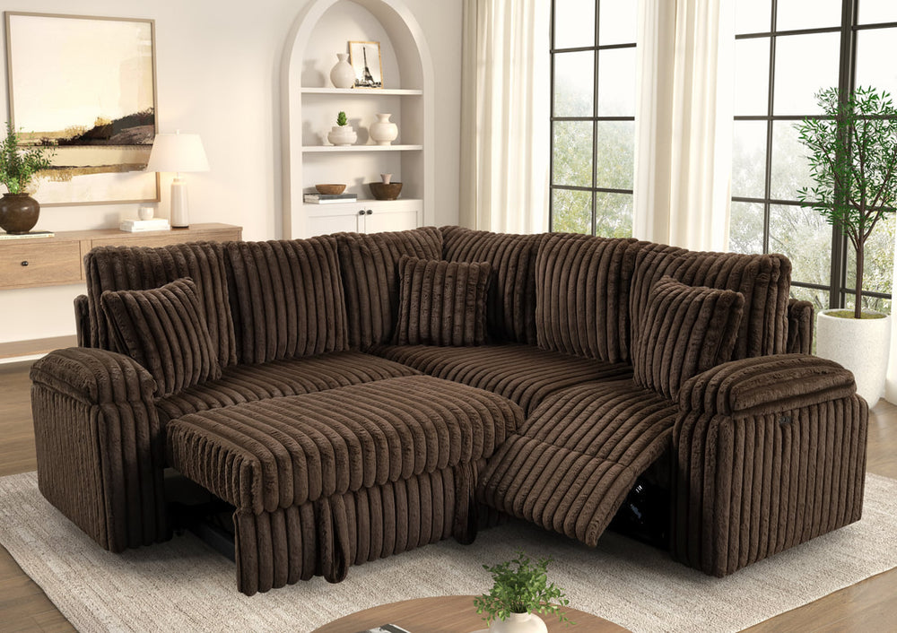 Amiri Recliner Sleeper Sectional (Chocolate)