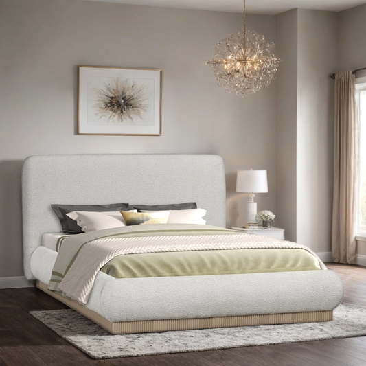 Annie Boucle Platform Bed (Beige)