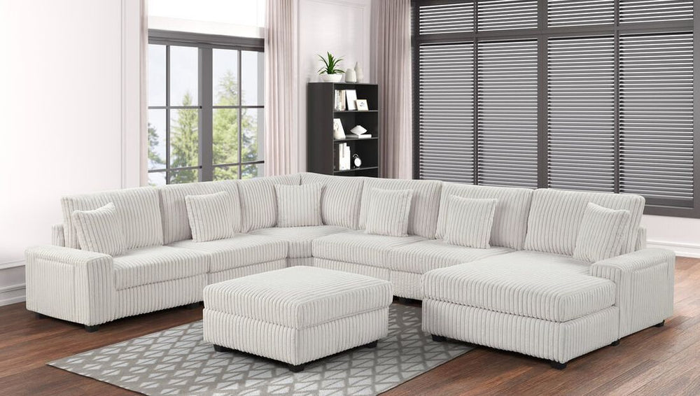 Bazooka 7-Piece Sectional Couch + Ottoman (Cream)