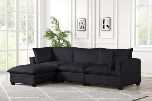 Kova-Style Modular Cloud Couch (4-Piece Black Cord)