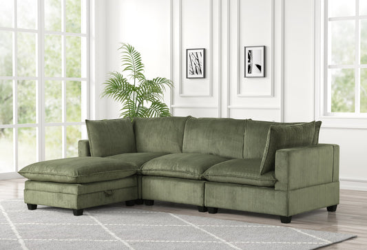 Kova-Style Modular Cloud Couch (4-Piece Olive Cord)