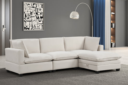 Kova-Style Modular Cloud Couch (4-Piece Cream Velvet)