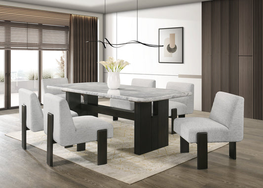 (Genuine Marble) Diva Table + 6 Chairs