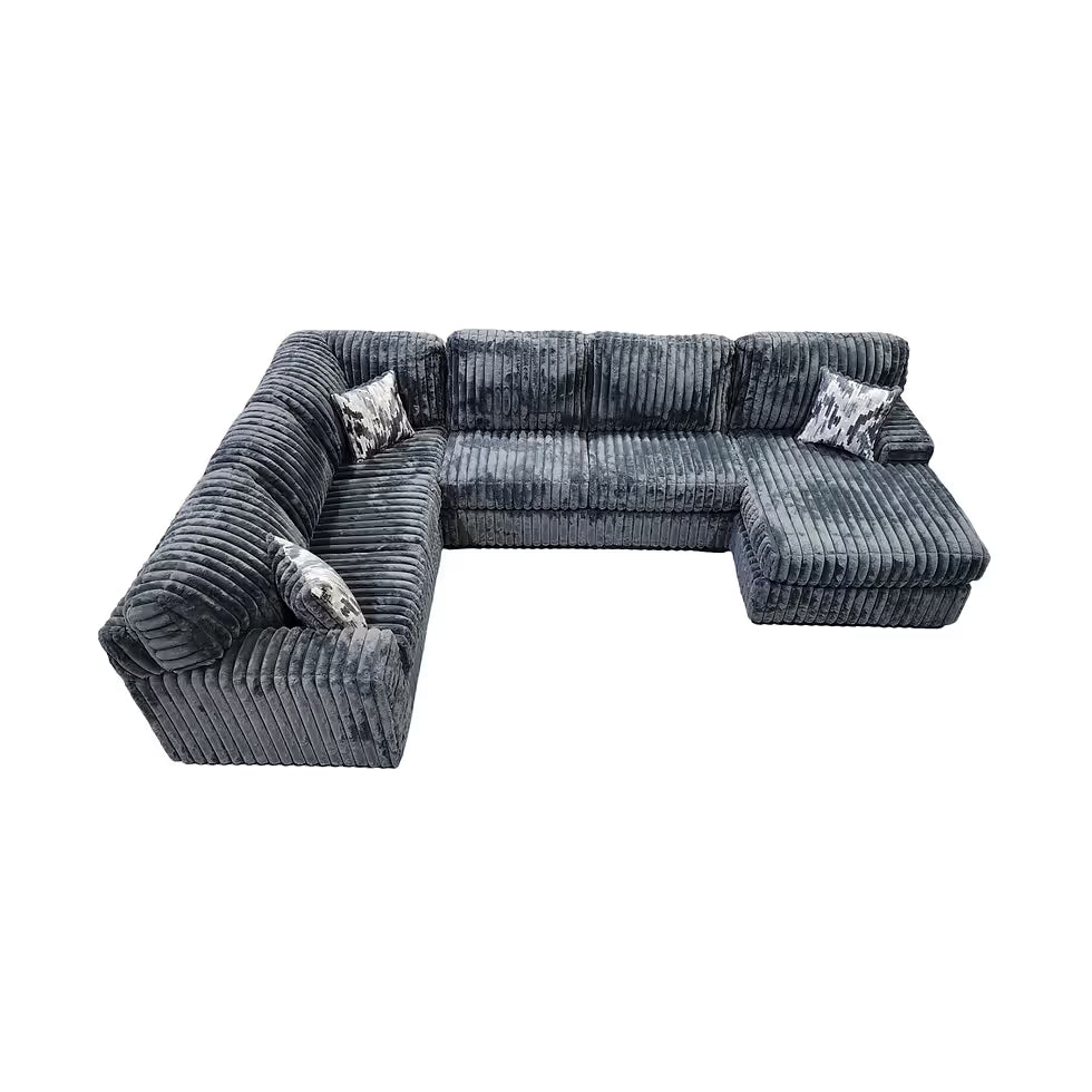 Austin 3-Piece Oversized Sectional Couch (Charcoal)