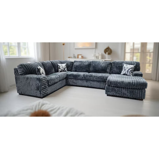 Austin 3-Piece Oversized Sectional Couch (Charcoal)