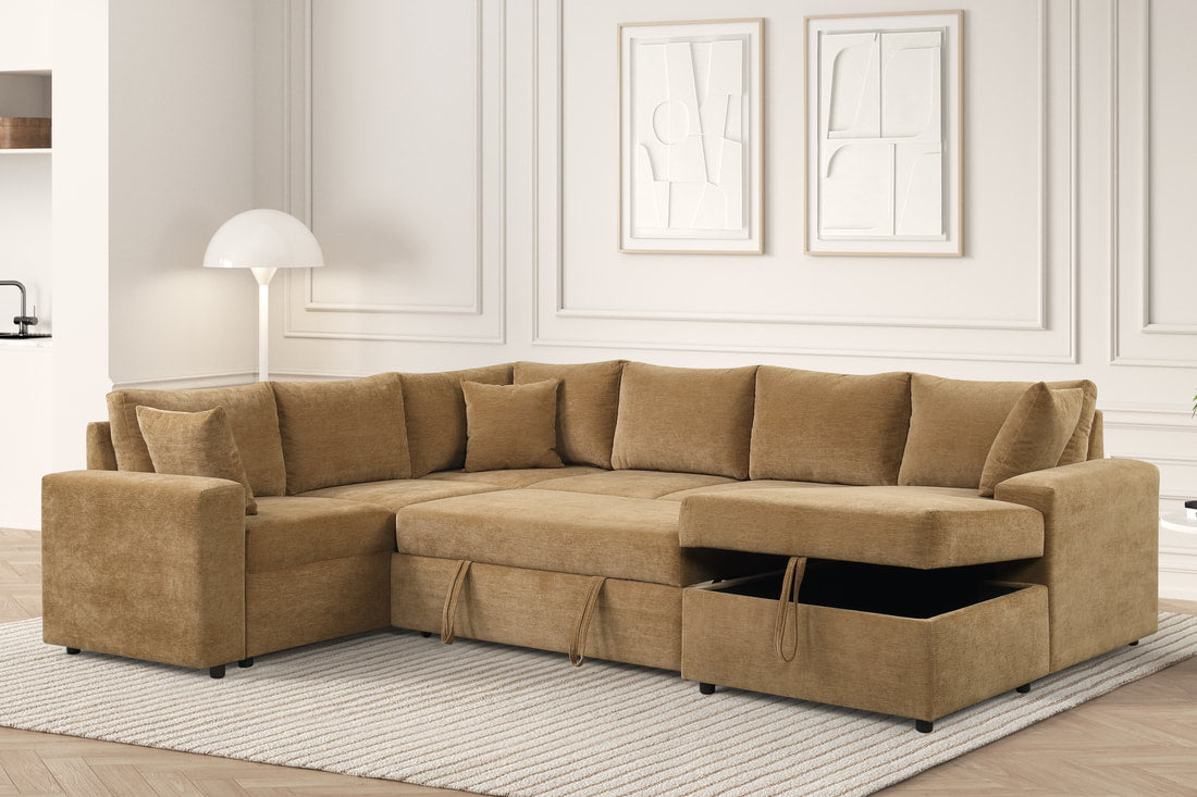 Forever Pull-Out Storage Sectional (Latte)