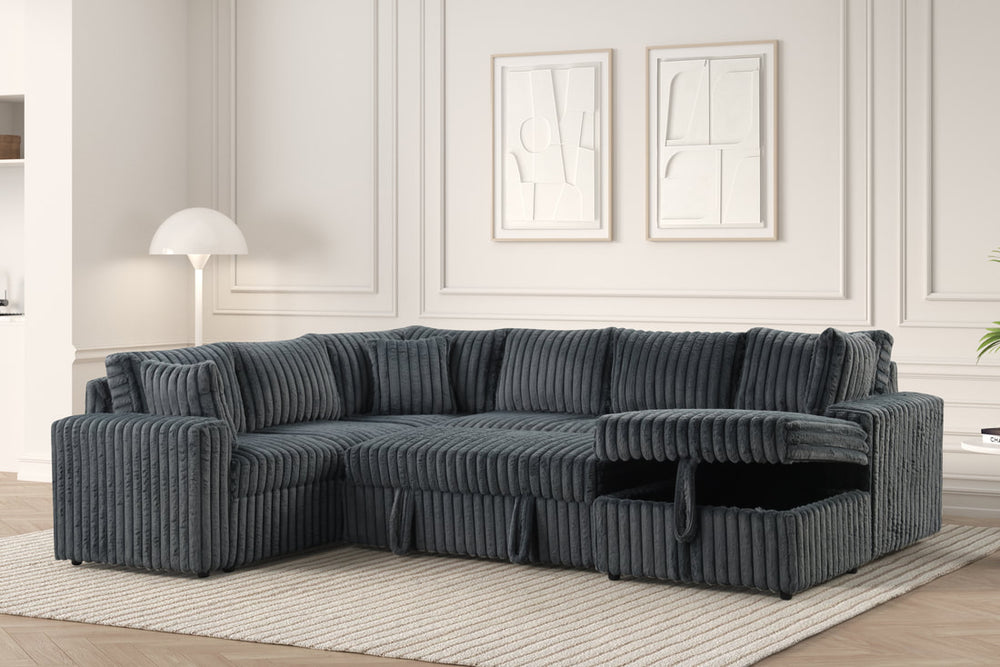 Forever Pull-Out Storage Sectional (Charcoal)