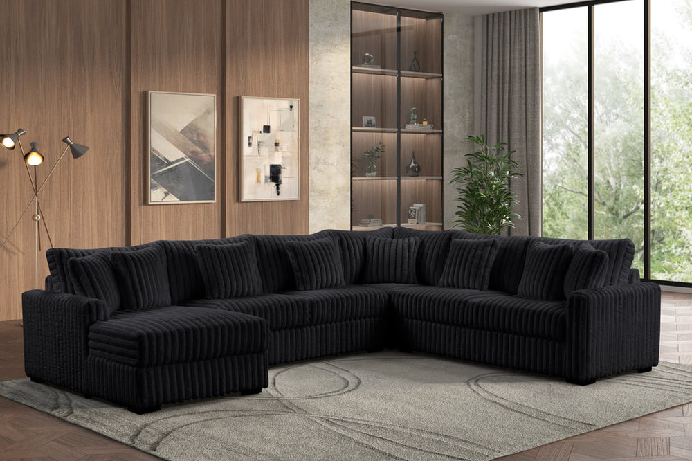 Solana 4-Piece Sectional Couch (Black)