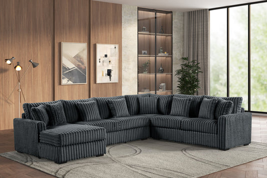 Solana 4-Piece Sectional Couch (Charcoal)