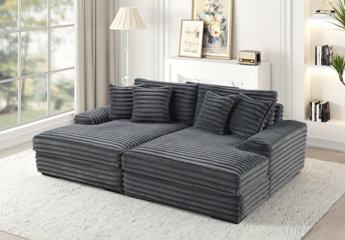 Oversized Double Chaise Lounge (Grey)