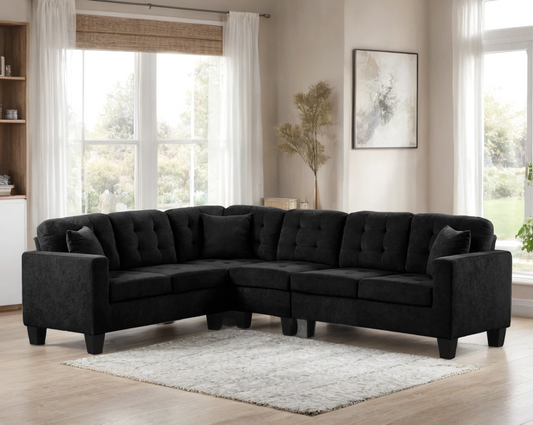Logan Reversible Sectional (Black Performance Fabric)