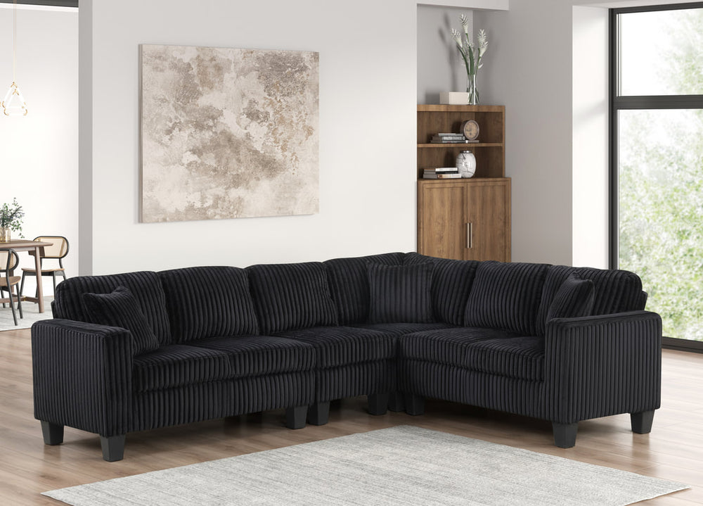 Logan Corduroy Reversible Sectional (Onyx)