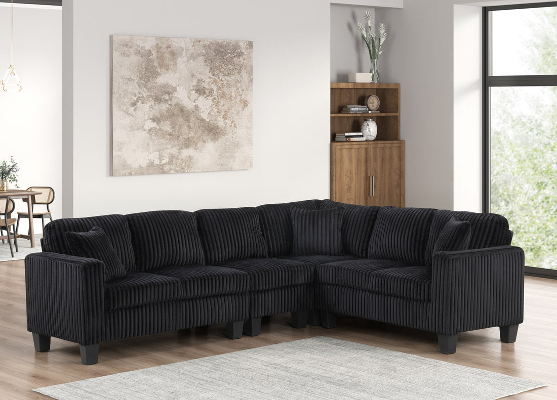 Logan Corduroy Reversible Sectional (Onyx)