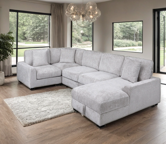 Serena 4-Piece Storage Sectional (Grey)