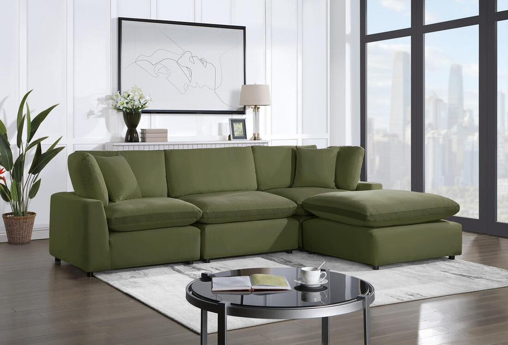 Sky Cloud Couch (4-Piece Olive Velvet)