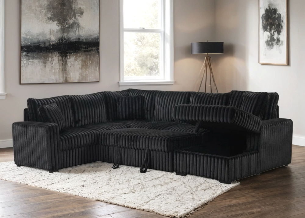Forever Pull-Out Storage Sectional (Black)