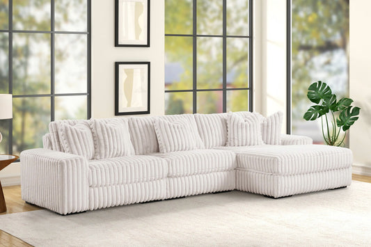 Sunday Corduroy Sectional (3-Piece Cream)