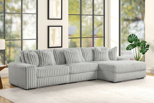 Sunday Corduroy Sectional (3-Piece Grey)