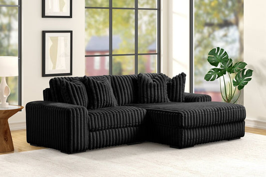 Sunday Corduroy Sectional (2-Piece Black)