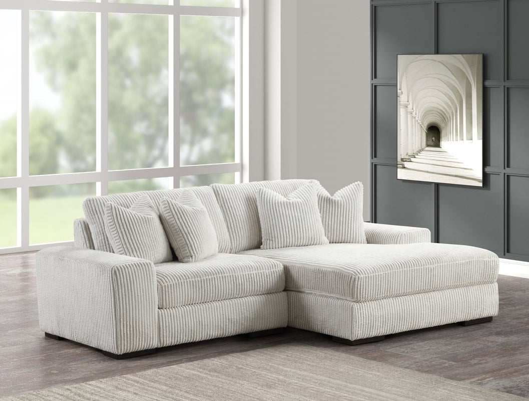 Sunday Corduroy Sectional (2-Piece Beige)