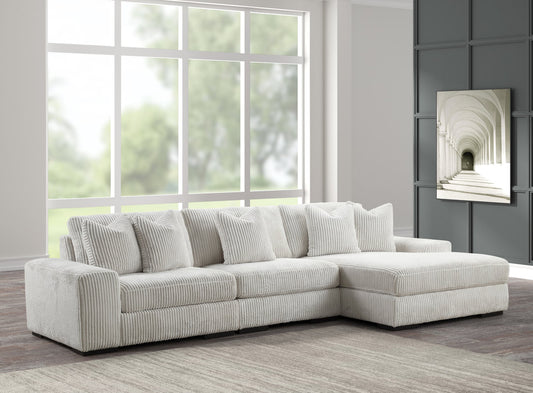 Sunday Corduroy Sectional (3-Piece Beige)