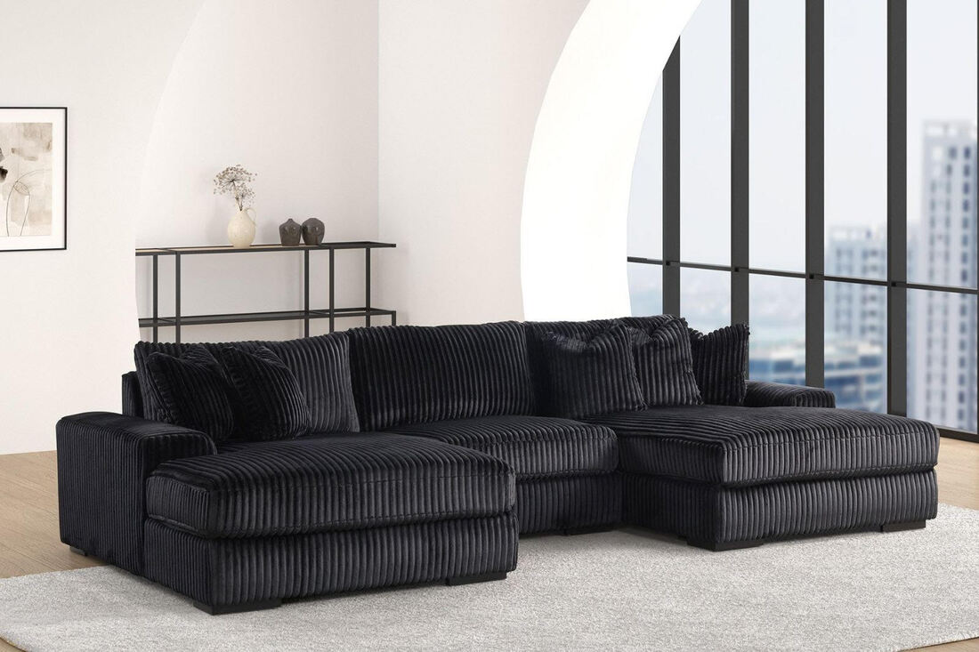 Sunday Corduroy Sectional (XL Black)