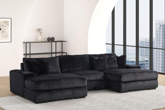 Sunday Corduroy Sectional (XL Black)